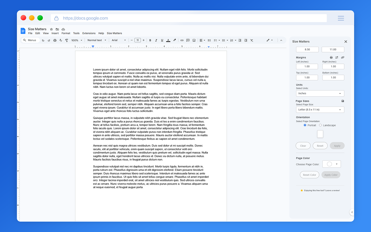 Full sidebar with dimension and margin controls